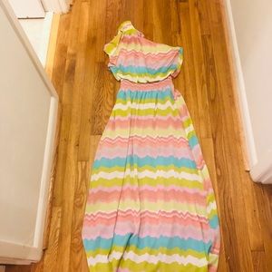 Jessica Simpson one shoulder multicolored maxi